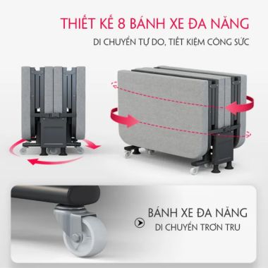 GIƯỜNG GẤP GỌN VĂN PHÒNG CÓ BÁNH XE