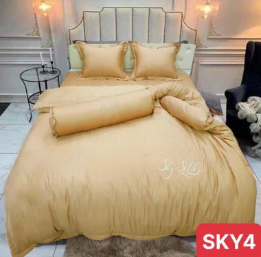 BỘ DRAP LỤA COTTON 1 MÀU SKY SILk